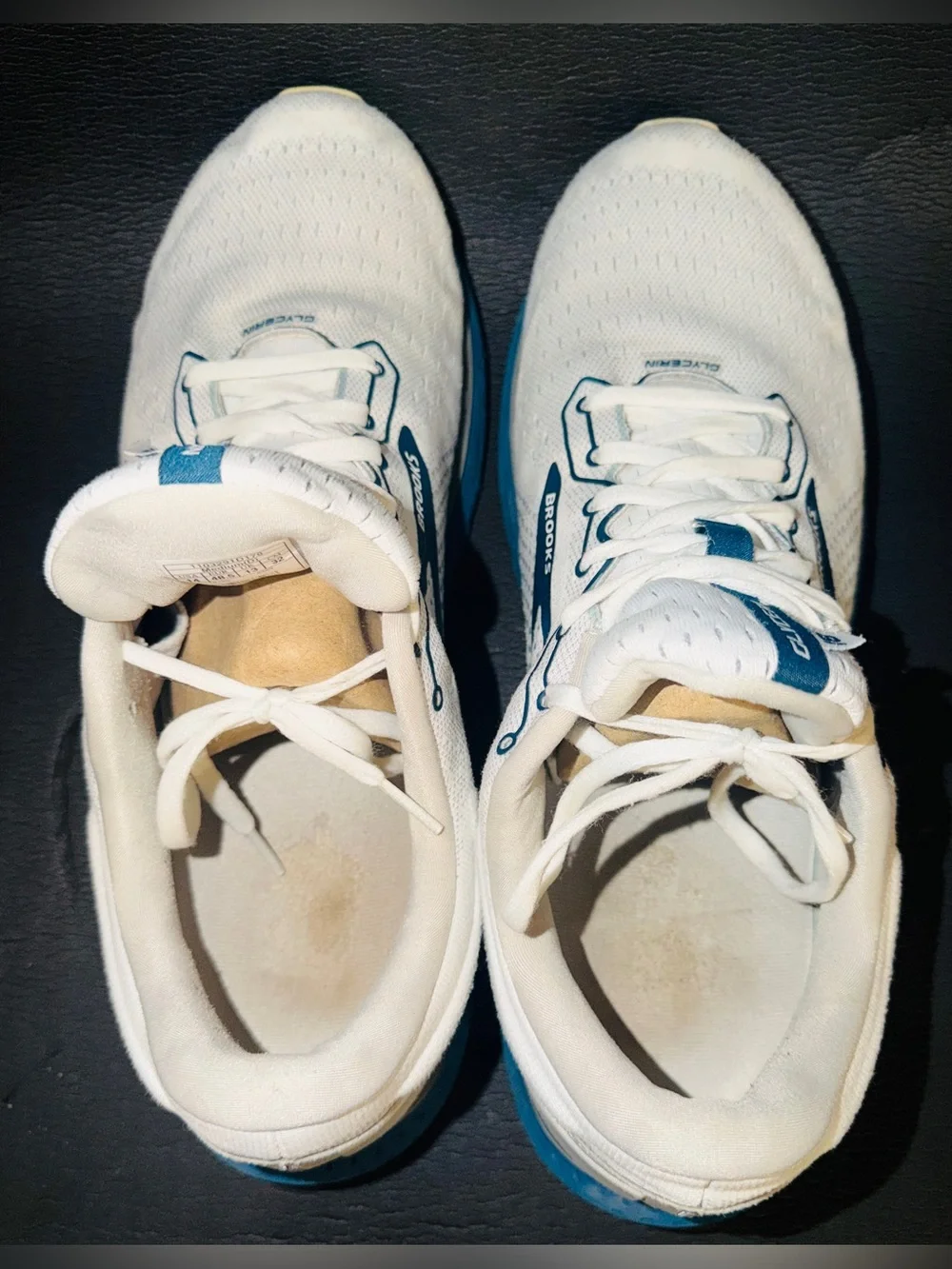 Brooks White and Blue Glycerin Running Sneakers